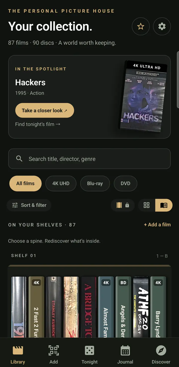 Current DiscVault Android app: The shelf