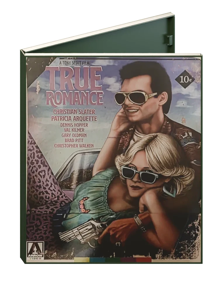 A partially opened DiscVault case with photographed True Romance cover artwork